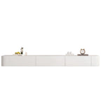 Mobile TV galleggiante lungo 87 in legno massello grigio con cassetti