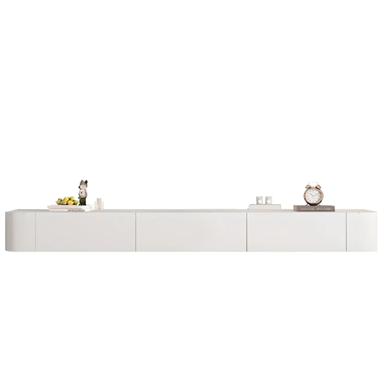 Mobile TV galleggiante lungo 87 in legno massello grigio con cassetti