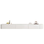 Mobile TV galleggiante lungo 87 in legno massello grigio con cassetti
