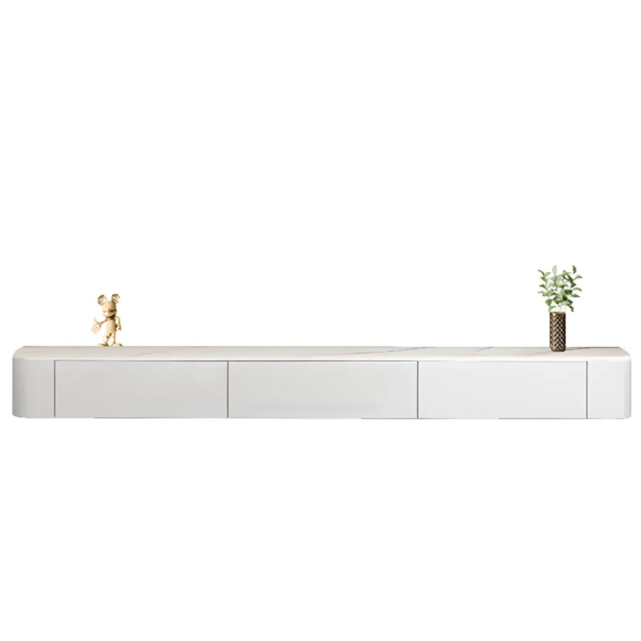 Mobile TV galleggiante lungo 87 in legno massello grigio con cassetti