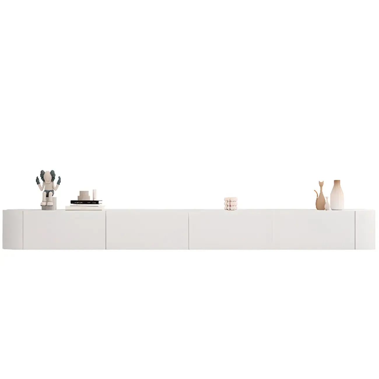 Mobile TV galleggiante lungo 87 in legno massello grigio con cassetti