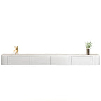 Mobile TV galleggiante lungo 87 in legno massello grigio con cassetti