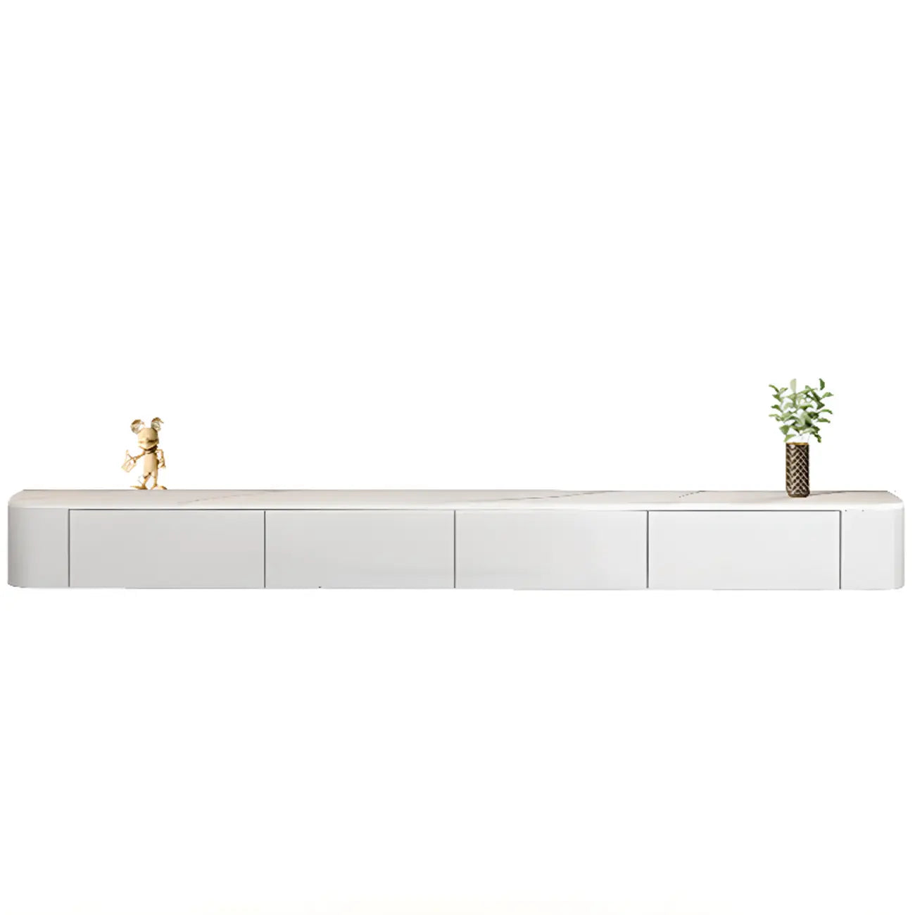 Mobile TV galleggiante lungo 87 in legno massello grigio con cassetti
