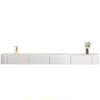 Mobile TV galleggiante lungo 87 in legno massello grigio con cassetti