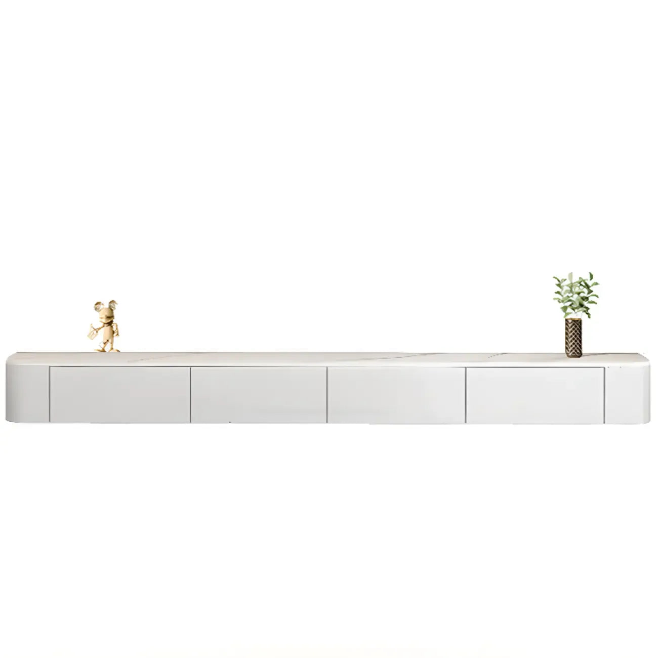 Mobile TV galleggiante lungo 87 in legno massello grigio con cassetti