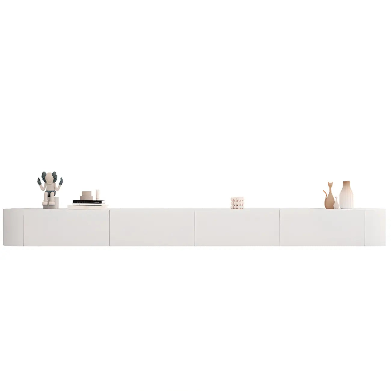 Mobile TV galleggiante lungo 87 in legno massello grigio con cassetti