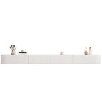 Mobile TV galleggiante lungo 87 in legno massello grigio con cassetti