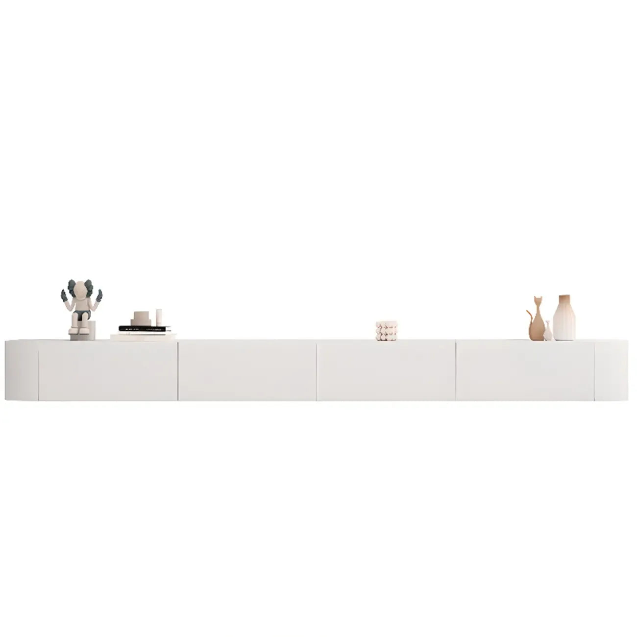 Mobile TV galleggiante lungo 87 in legno massello grigio con cassetti