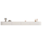 Mobile TV galleggiante lungo 87 in legno massello grigio con cassetti
