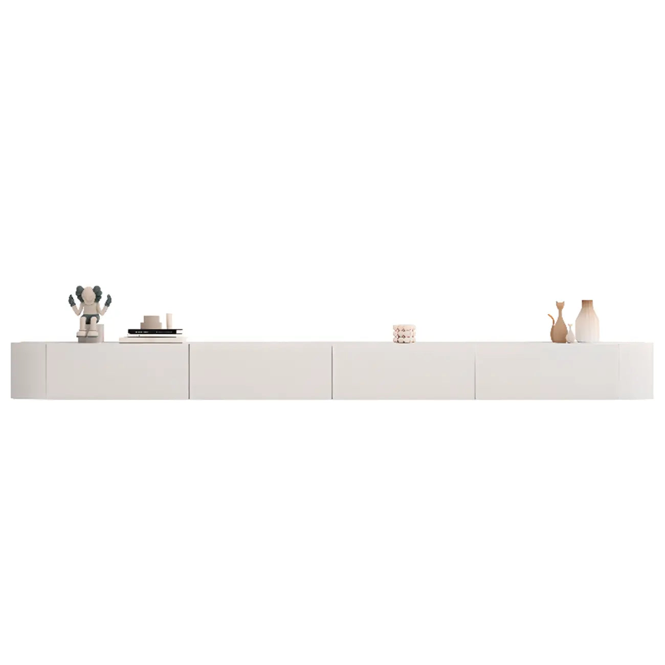 Mobile TV galleggiante lungo 87 in legno massello grigio con cassetti
