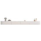 Mobile TV galleggiante lungo 87 in legno massello grigio con cassetti