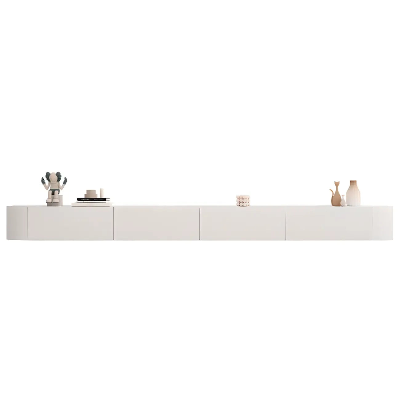 Mobile TV galleggiante lungo 87 in legno massello grigio con cassetti