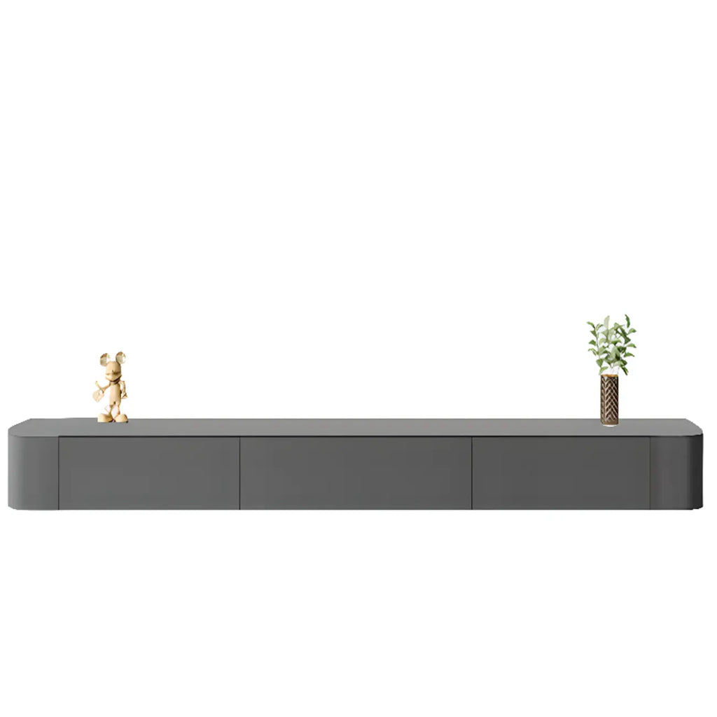 Mobile TV galleggiante lungo 87 in legno massello grigio con cassetti