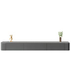 Mobile TV galleggiante lungo 87 in legno massello grigio con cassetti