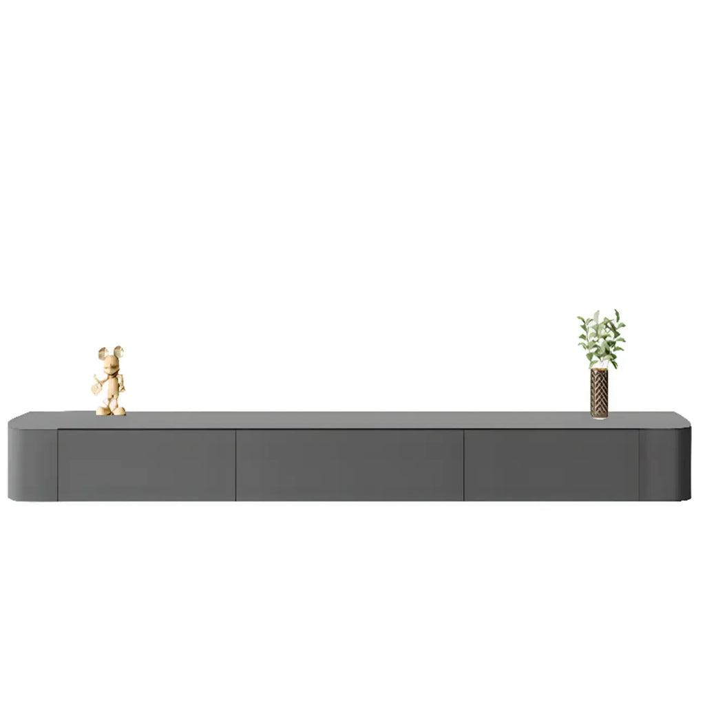 Mobile TV galleggiante lungo 87 in legno massello grigio con cassetti