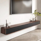 Meuble TV mural flottant avec tiroirs en bois noyer et noir