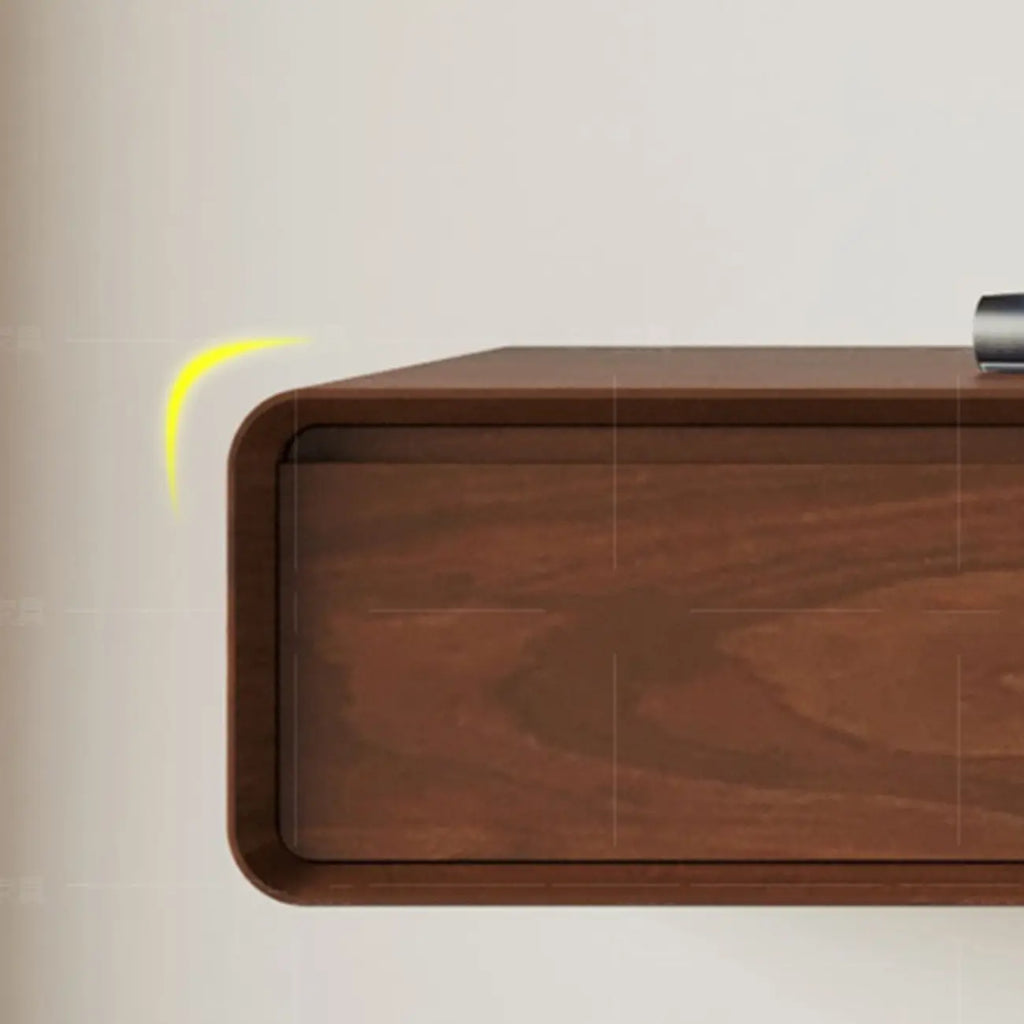 Meuble TV mural flottant avec tiroirs en bois noyer et noir