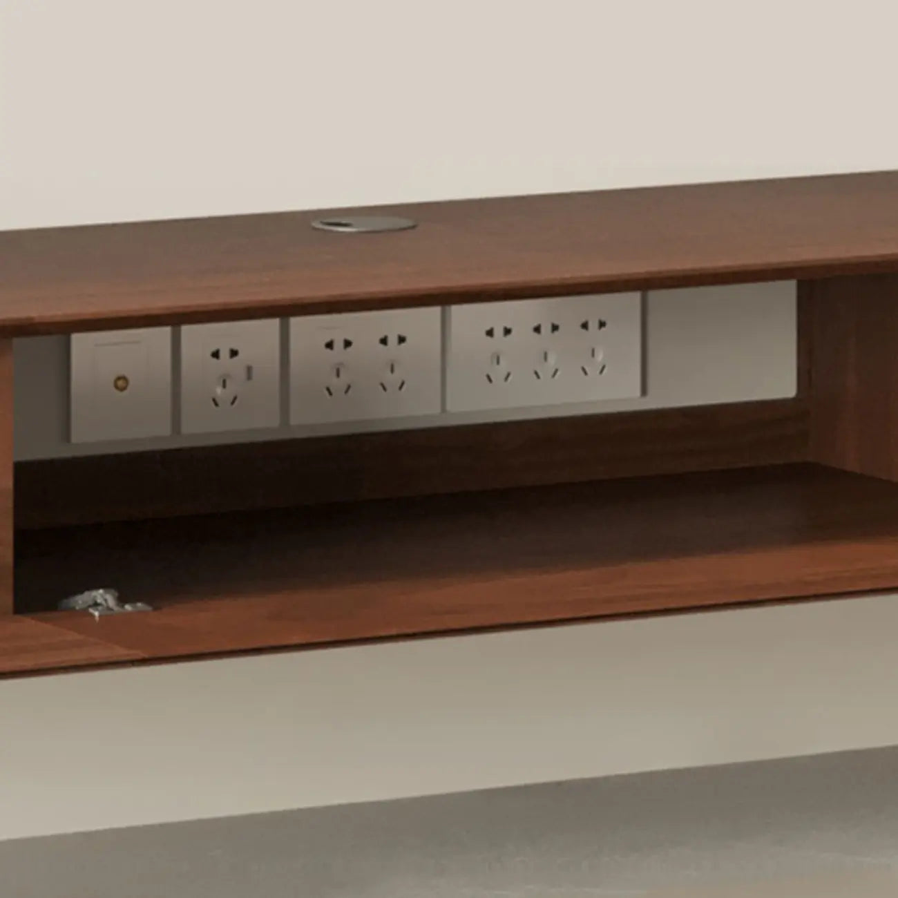 Meuble TV mural flottant avec tiroirs en bois noyer et noir