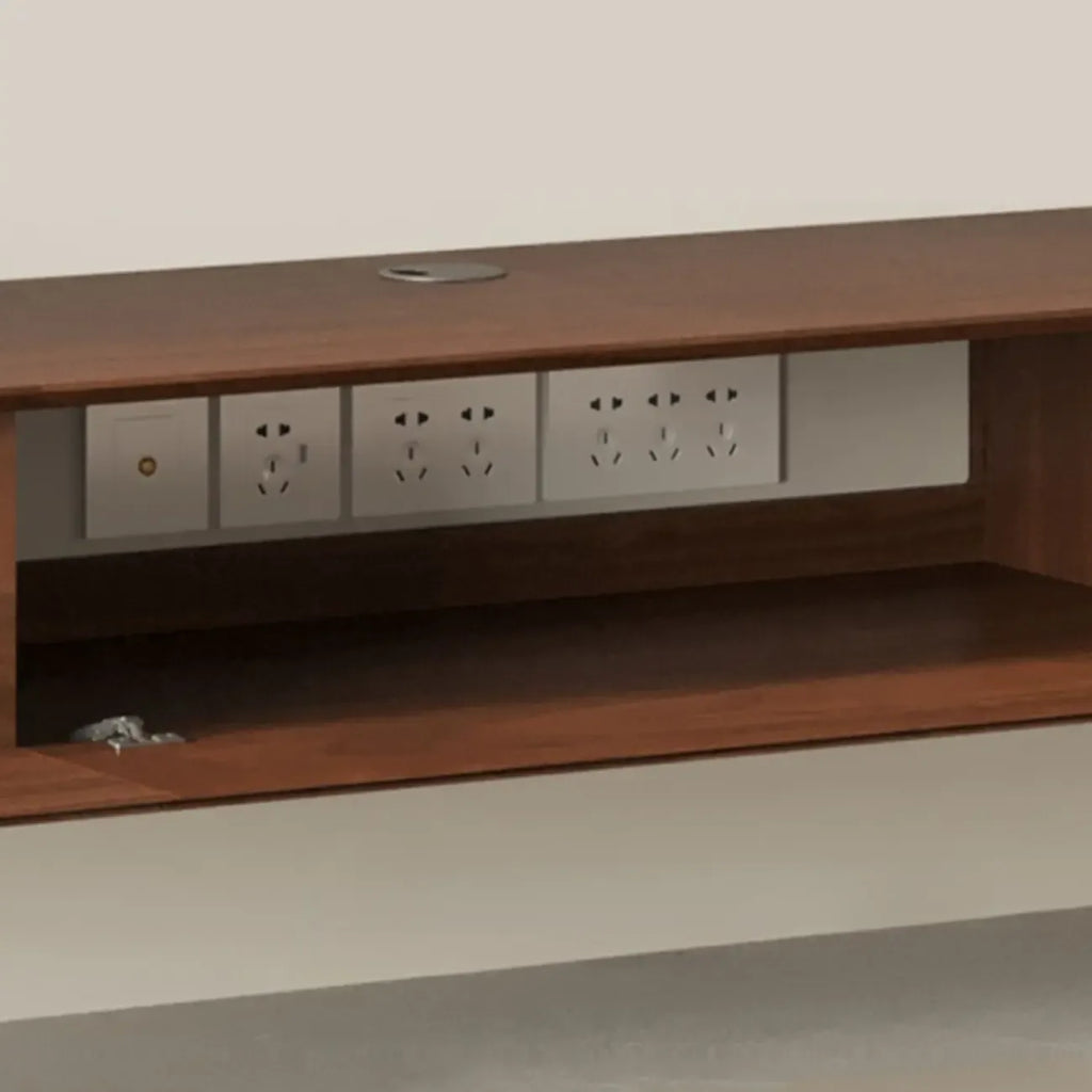 Meuble TV mural flottant avec tiroirs en bois noyer et noir