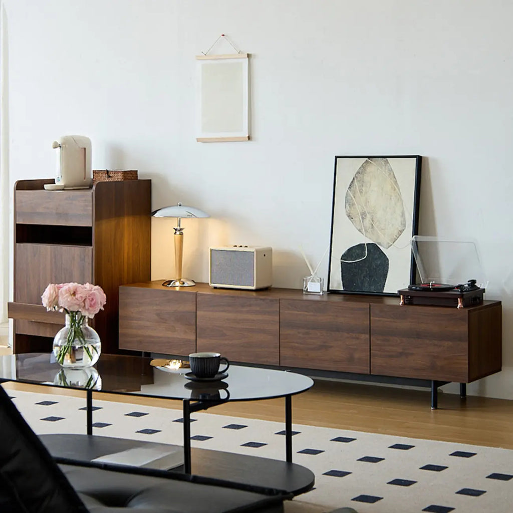 Meuble TV en bois de style moderne du milieu du siècle avec rangement