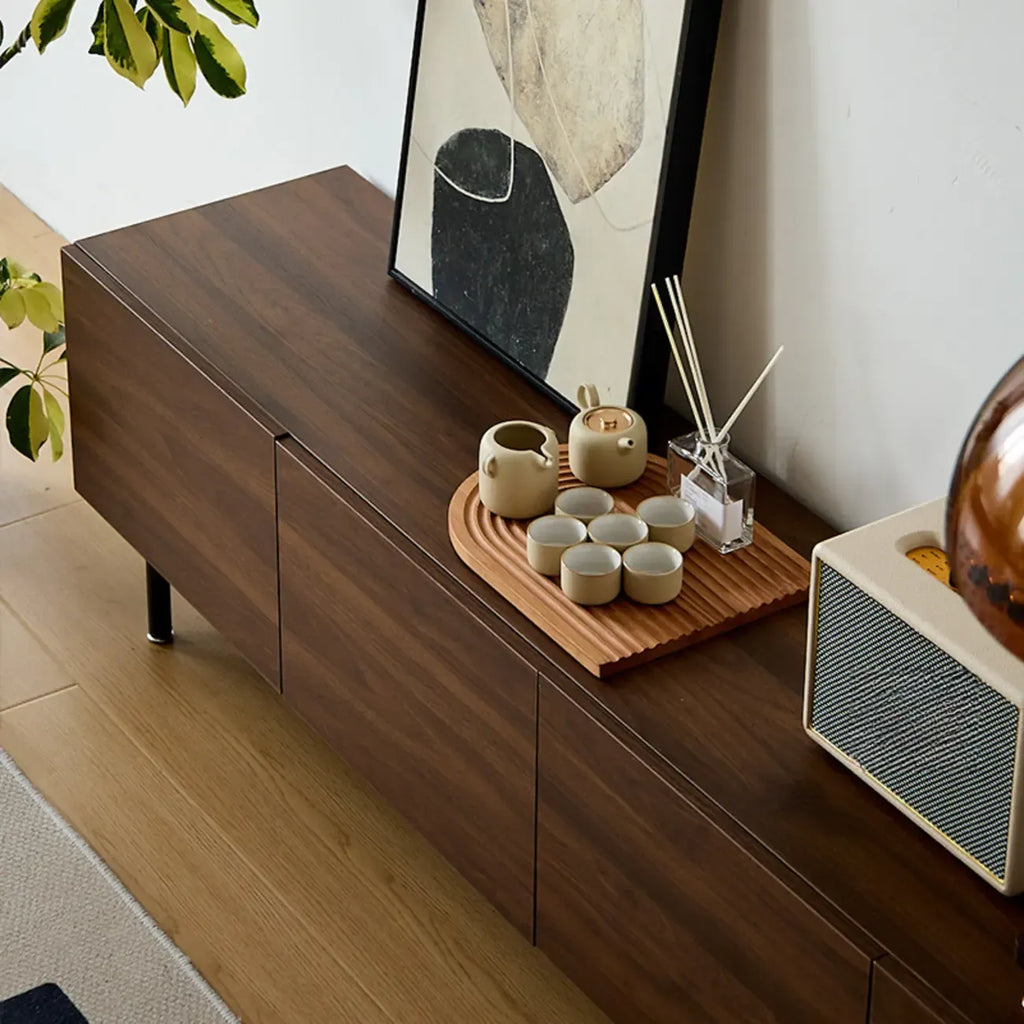 Meuble TV en bois de style moderne du milieu du siècle avec rangement