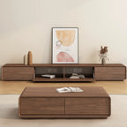 Meuble TV en bois brun style milieu du siècle avec système de gestion des câbles (71 cm)