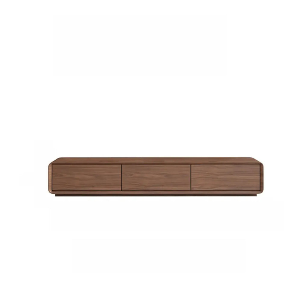 Meuble TV en bois brun style milieu du siècle avec système de gestion des câbles (71 cm)