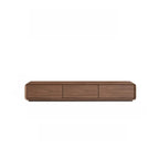 Meuble TV en bois brun style milieu du siècle avec système de gestion des câbles (71 cm)