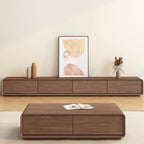 Meuble TV en bois brun style milieu du siècle avec système de gestion des câbles (71 cm)