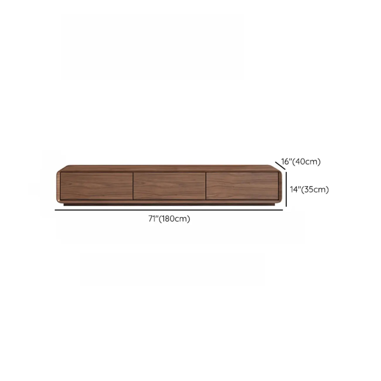 Meuble TV en bois brun style milieu du siècle avec système de gestion des câbles (71 cm)