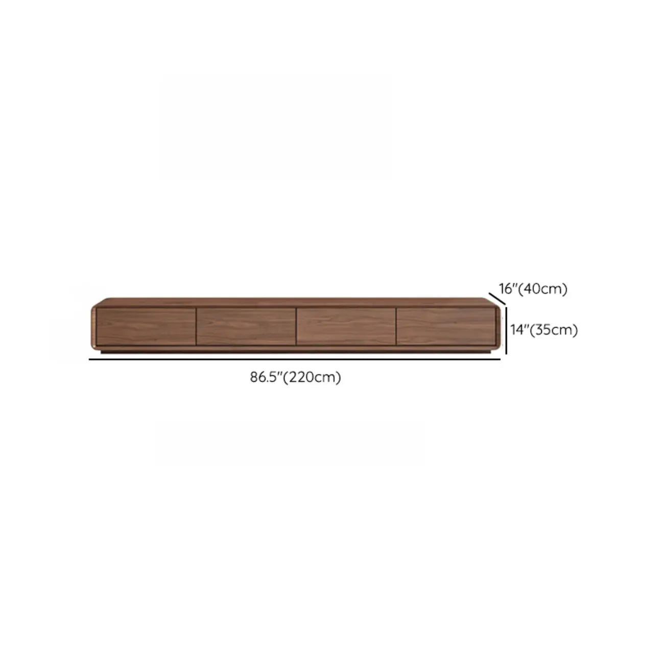 Meuble TV en bois brun style milieu du siècle avec système de gestion des câbles (71 cm)