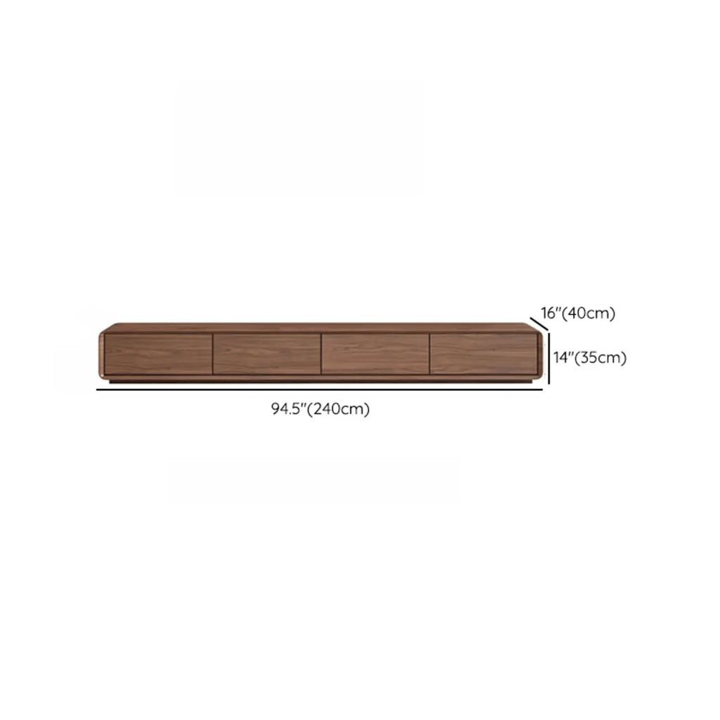 Meuble TV en bois brun style milieu du siècle avec système de gestion des câbles (71 cm)