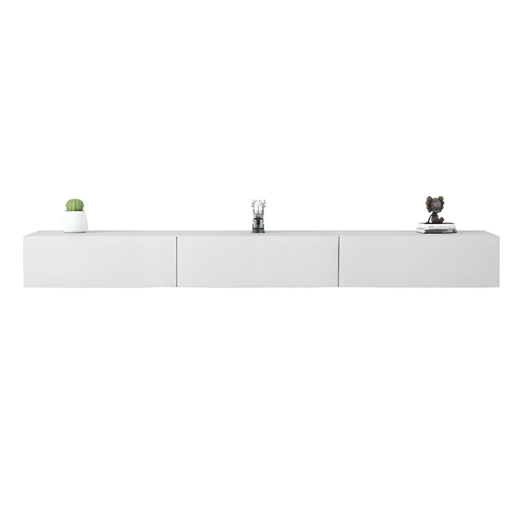 Meuble TV suspendu rectangulaire en bois blanc de 71 pouces avec rangement
