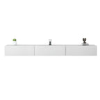Meuble TV suspendu rectangulaire en bois blanc de 71 pouces avec rangement