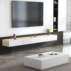 Meuble TV suspendu rectangulaire en bois blanc de 71 pouces avec rangement