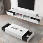 Meuble TV suspendu rectangulaire en bois blanc de 71 pouces avec rangement