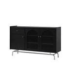 Meuble moderne en bois, métal et rotin avec base en métal pour salon