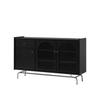 Meuble moderne en bois, métal et rotin avec base en métal pour salon