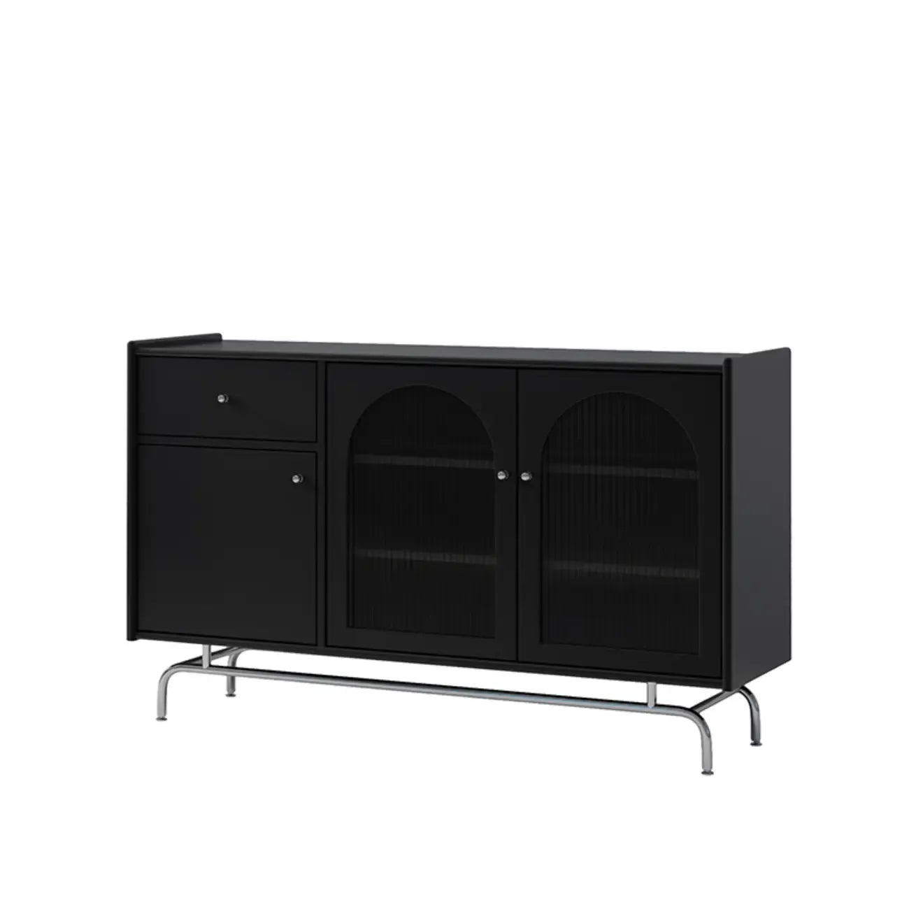 Meuble moderne en bois, métal et rotin avec base en métal pour salon