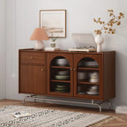 Meuble moderne en bois, métal et rotin avec base en métal pour salon