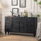 Meuble de salon moderne en bois noir finement sculpté