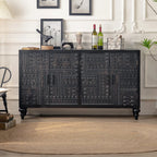 Meuble de salon moderne en bois noir finement sculpté