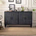Meuble de salon moderne en bois noir finement sculpté