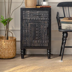 Meuble de salon moderne en bois noir finement sculpté