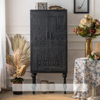 Meuble de salon moderne en bois noir finement sculpté