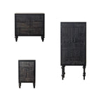 Meuble de salon moderne en bois noir finement sculpté