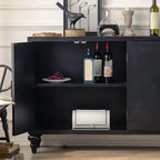 Meuble de salon moderne en bois noir finement sculpté