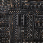 Meuble de salon moderne en bois noir finement sculpté