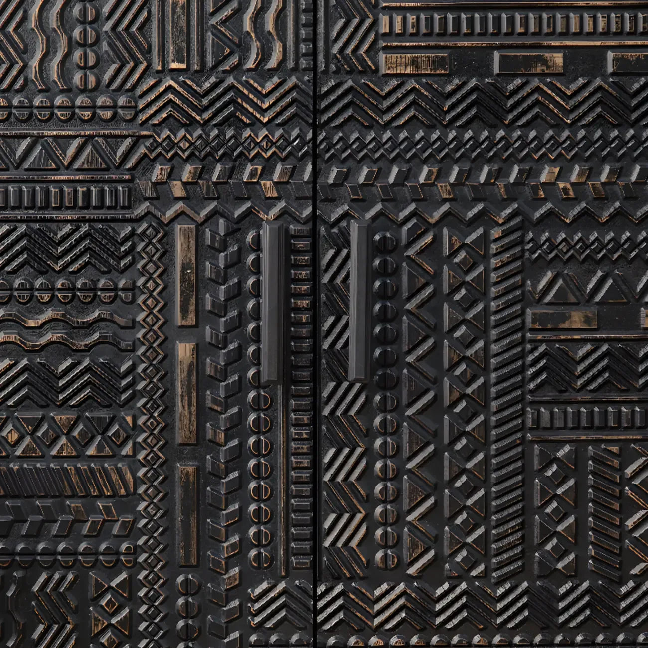 Meuble de salon moderne en bois noir finement sculpté