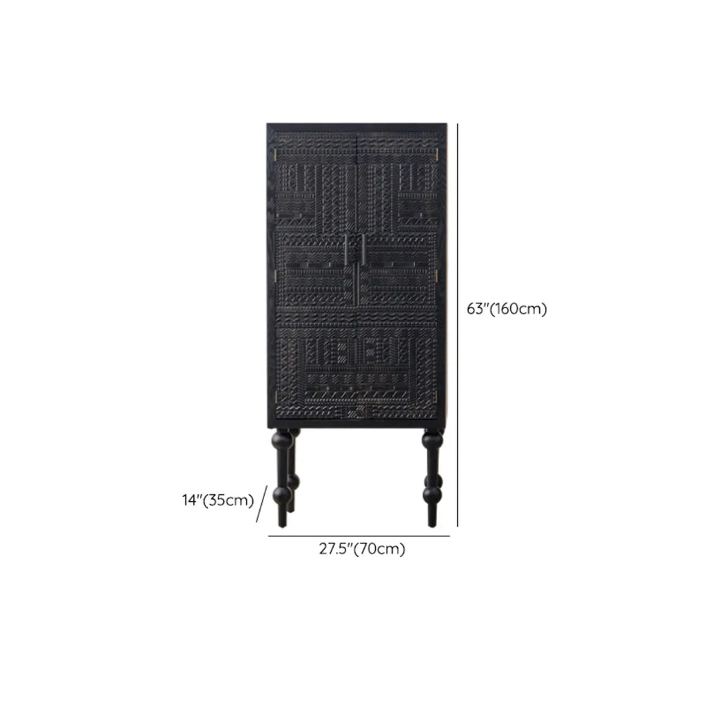 Meuble de salon moderne en bois noir finement sculpté